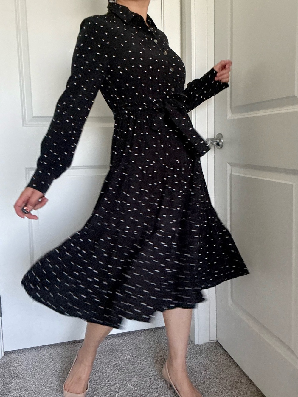 Black Polka Dot Midi Dress